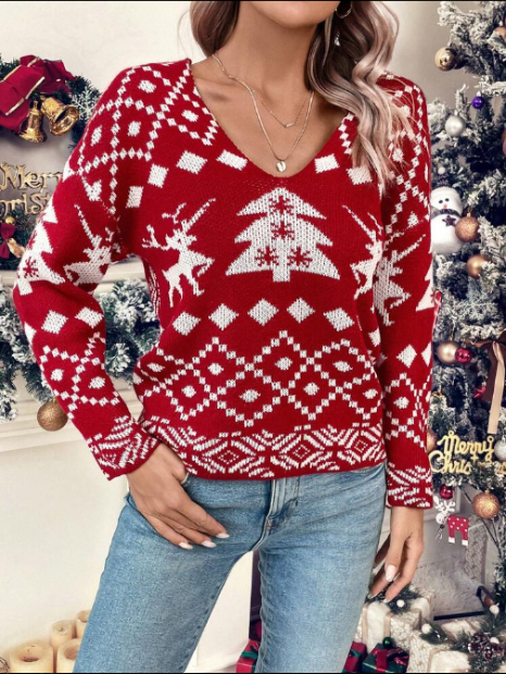 Mune | Christmas Knit Sweater Women with Norwegian Pattern Stupid Christmas Knit Sweater