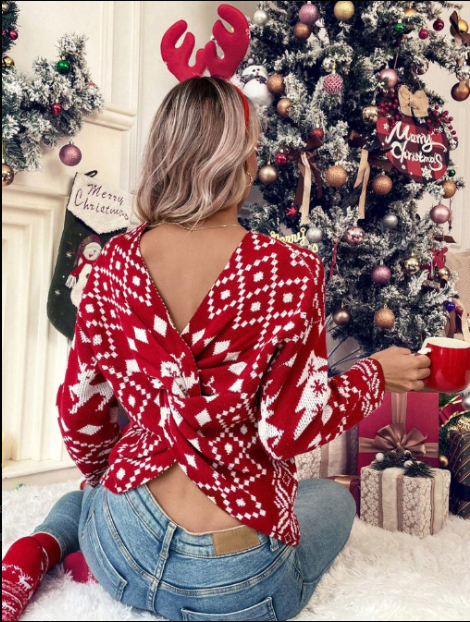 Mune | Christmas Knit Sweater Women with Norwegian Pattern Stupid Christmas Knit Sweater
