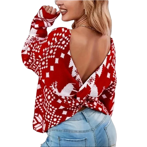 Mune | Christmas Knit Sweater Women with Norwegian Pattern Stupid Christmas Knit Sweater