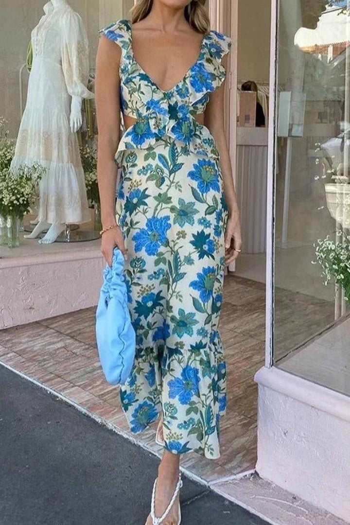 Mune | Elegant Summer Maxi Dress - Sleeveless with Ruffle Straps