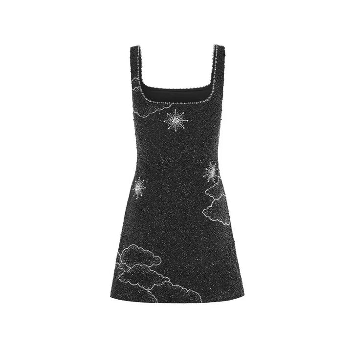 Mune | Celestial Sparkle Mini Dress Party Dress with Moon and Star Decoration