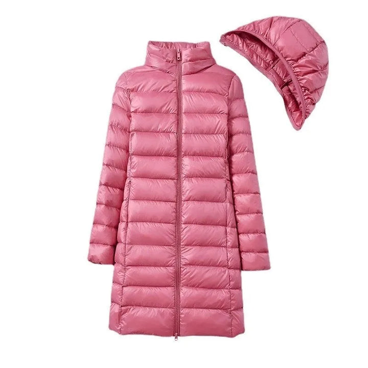 Mune | Long Lightly Padded Jacket with Detachable Hood for Women Ideal for Winter