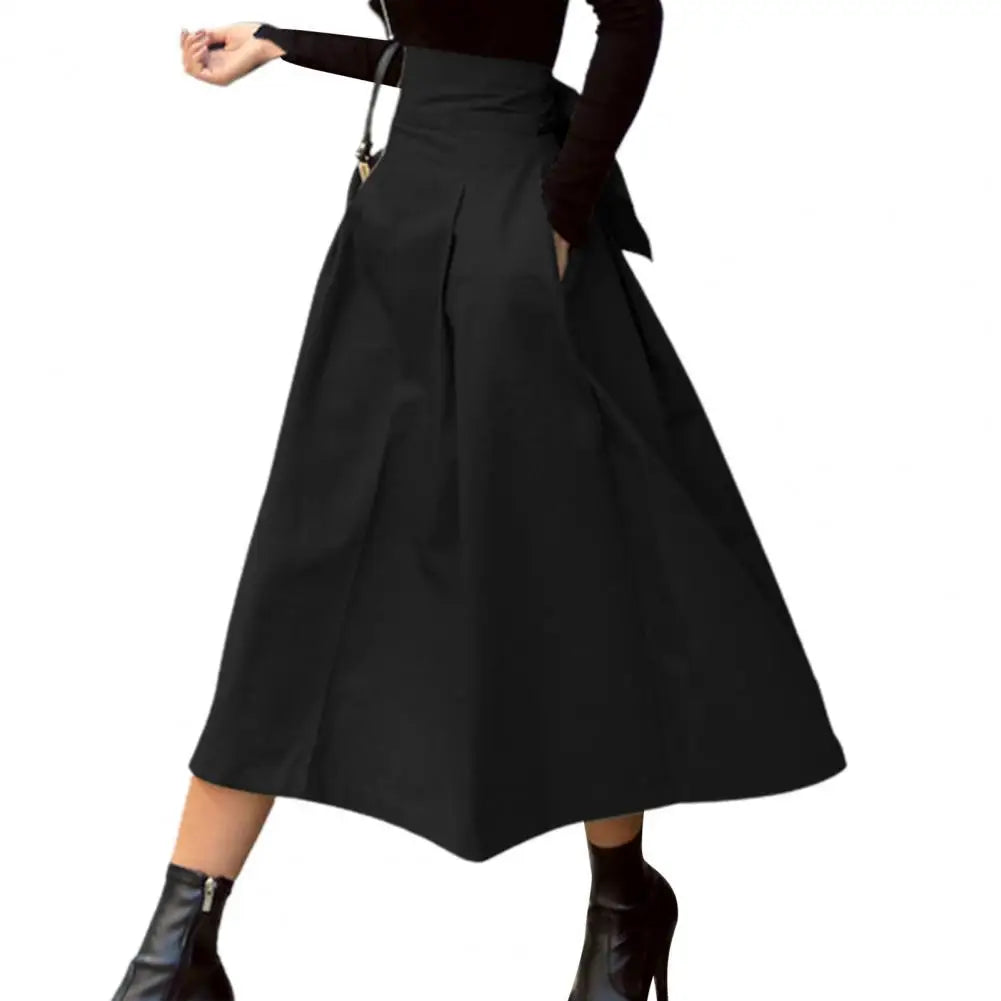 Mune Fashion | Solid Color Midi Skirt Women's Summer Skirt High Waist A-Line Skirt for Women Ankle Length Skirt Faldas Larga