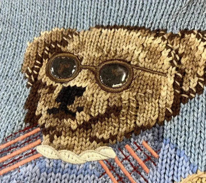 Bear knit sweater women's loose