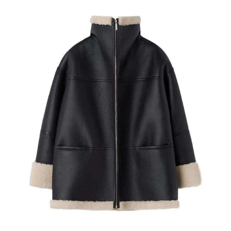 Warm streetwear jacket women