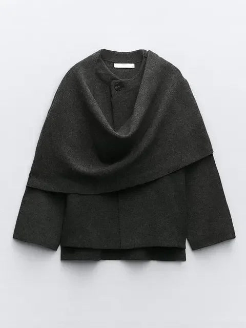 Mune | Knit Cape Coat with Scarf