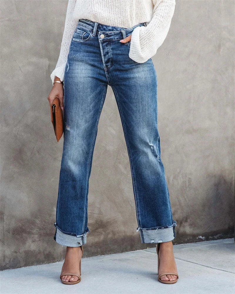 Mune | High Waist Straight Jeans With Buttons