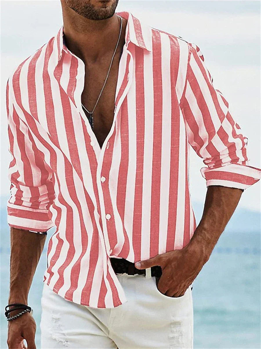 Men Striped Button Down Casual Shirt