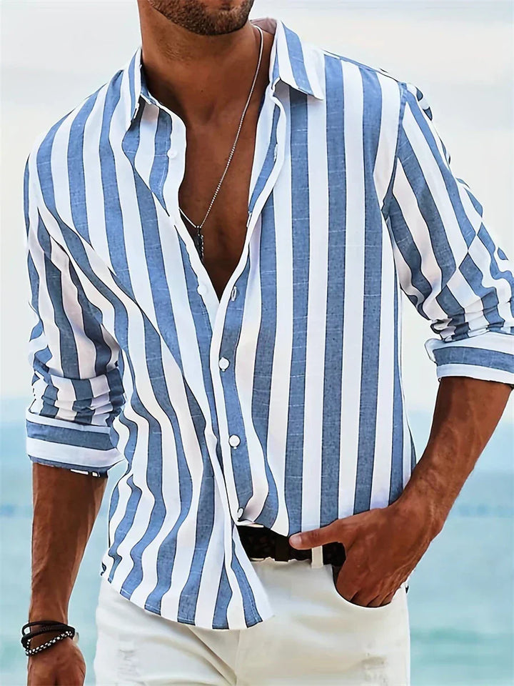 Men Striped Button Down Casual Shirt
