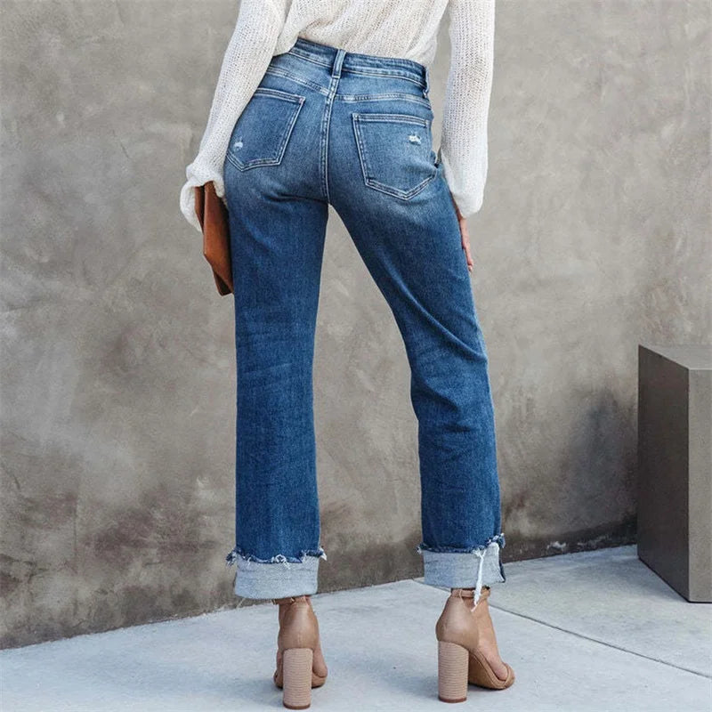 Mune | High Waist Straight Jeans With Buttons