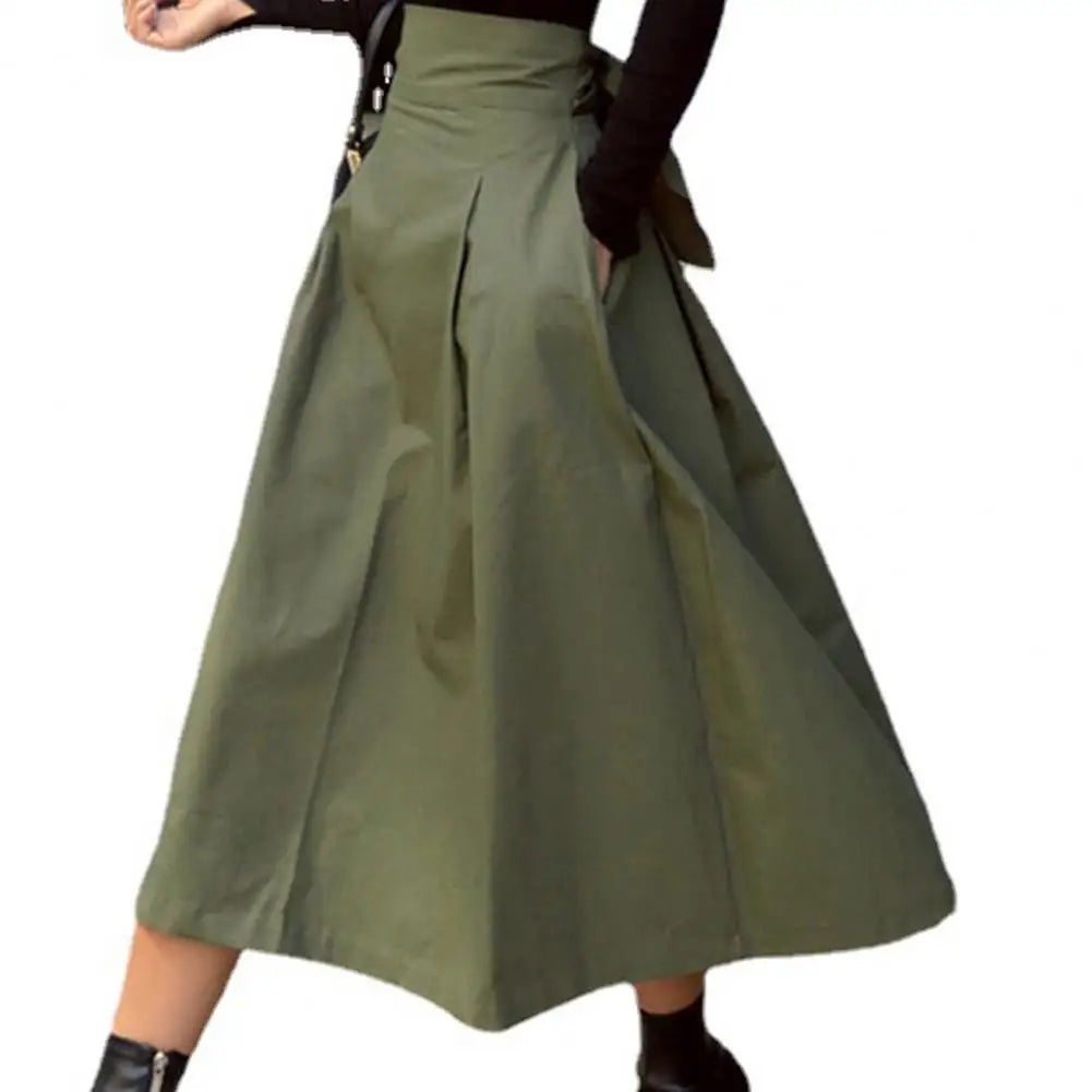 Mune Fashion | Solid Color Midi Skirt Women's Summer Skirt High Waist A-Line Skirt for Women Ankle Length Skirt Faldas Larga