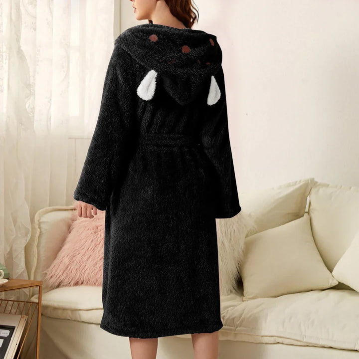 Mune | Casual Autumn Thick Flannel Hooded Bathrobe for Women