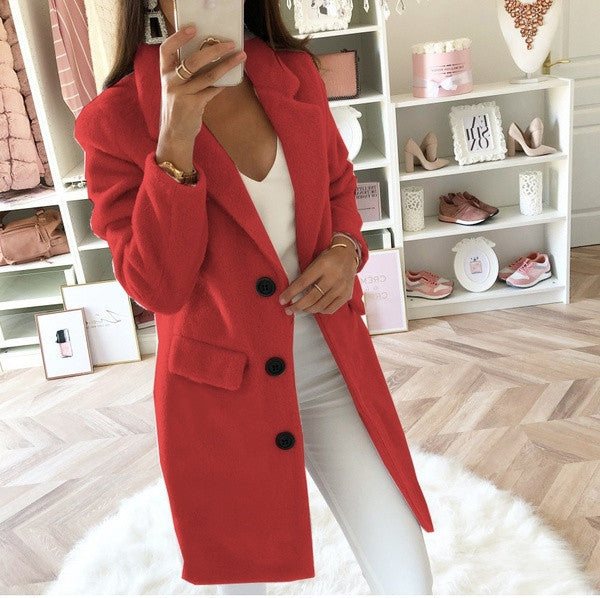 Mune | Women’S Double-Breasted Wool Coat with Lapel Collar
