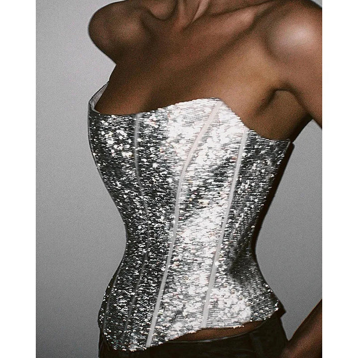 Mune Fashion | Corset Strapless Glitter Top