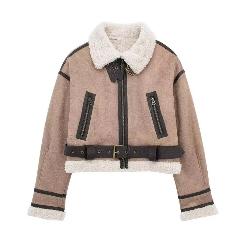 Mune | Sheepskin Jacket - Short Model - Oversized Fit - Warm Wool Lining - Zip Closure