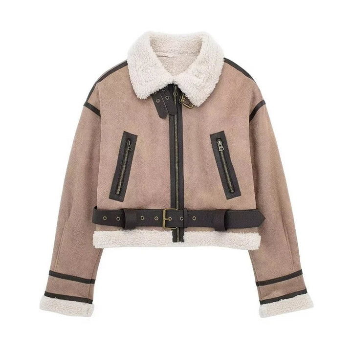 Mune | Sheepskin Jacket - Short Model - Oversized Fit - Warm Wool Lining - Zip Closure