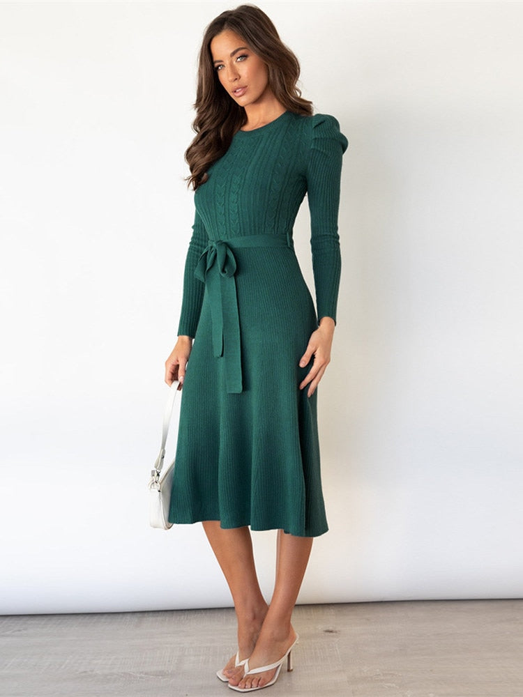 Mune | Midi Dress In Knit with Round Neck
