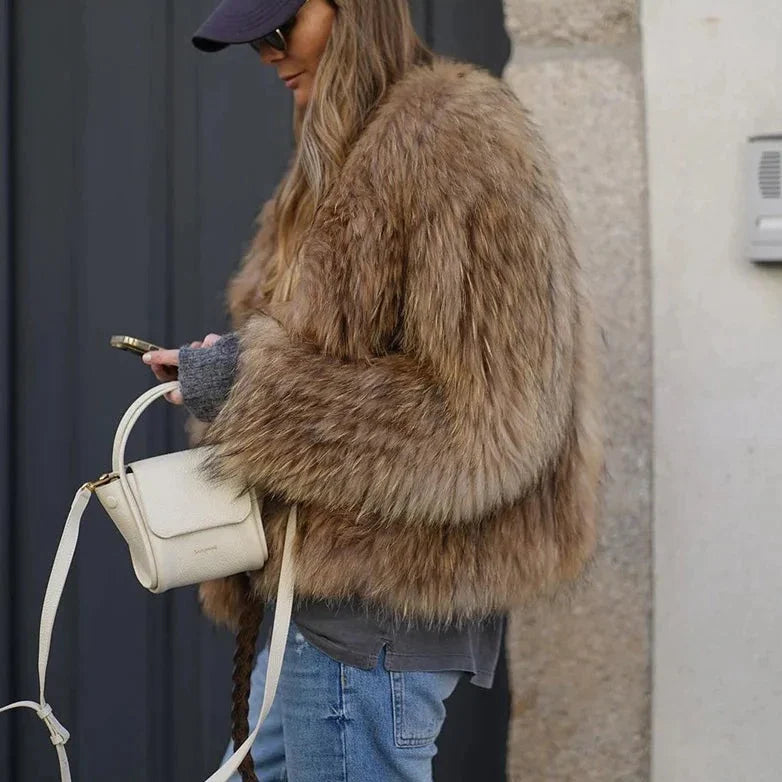 Mune | Women's Cropped Jacket Made Of Faux Fur