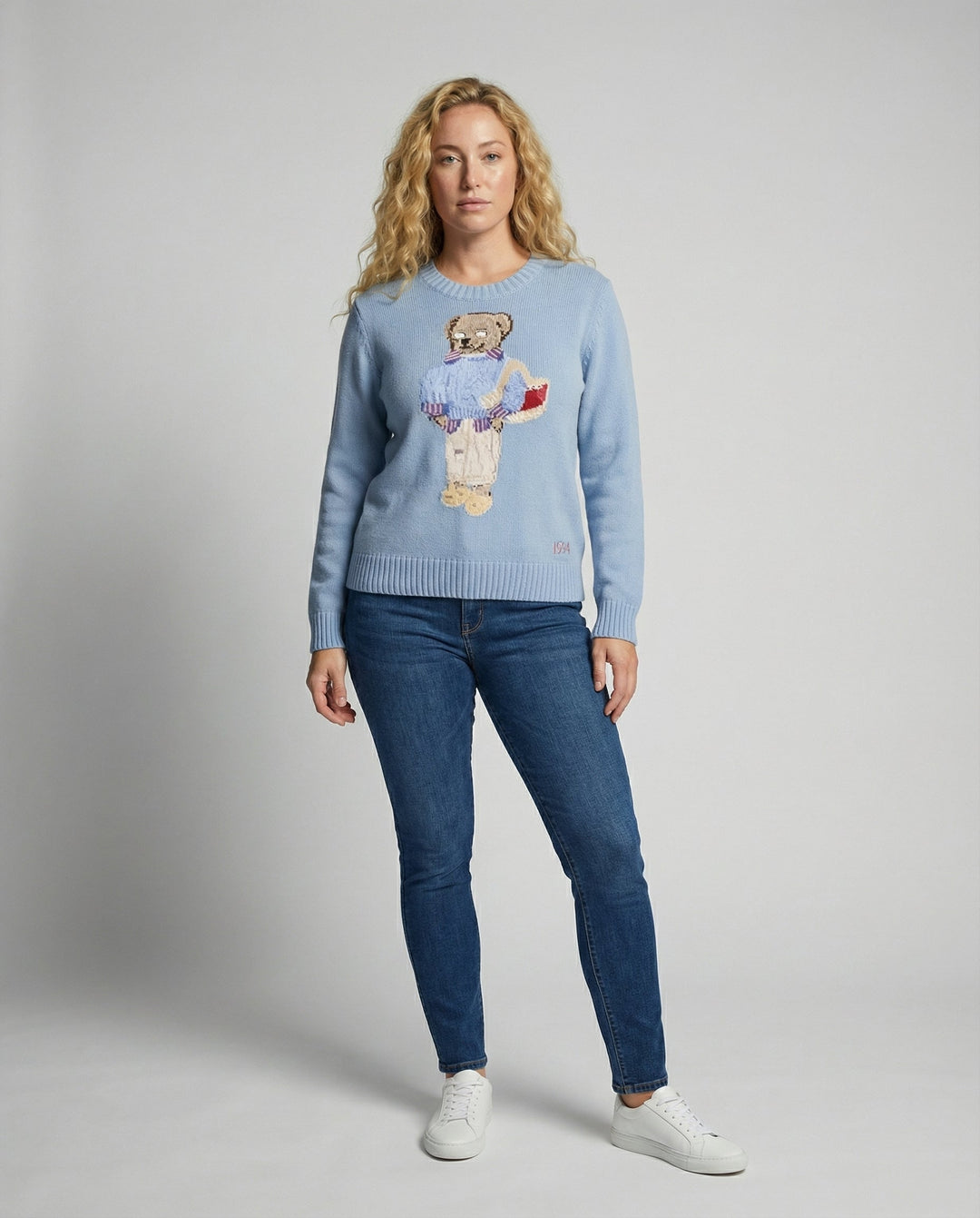 Bear knit sweater women's loose