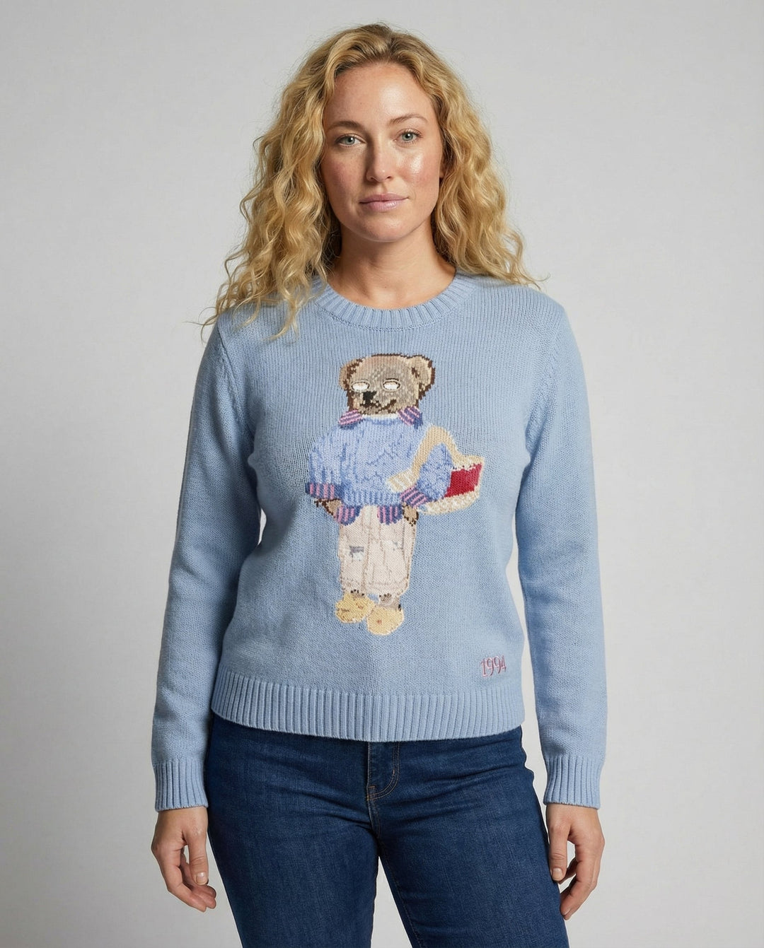 Bear knit sweater women's loose