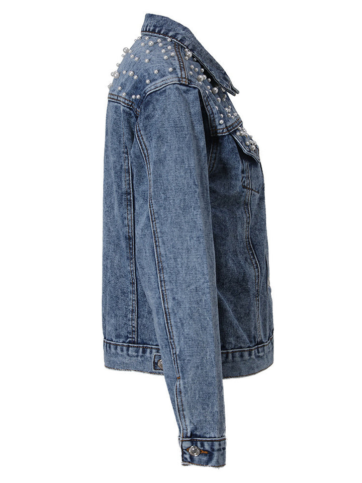 Mune Fashion | Exclusive Lina Denim Jacket Denim Favorite with Stylish Pearl Decoration