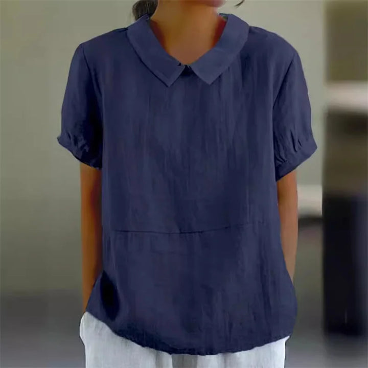 Mune Fashion | Comfortable Cotton Linen Blouse with Peter Pan Collar