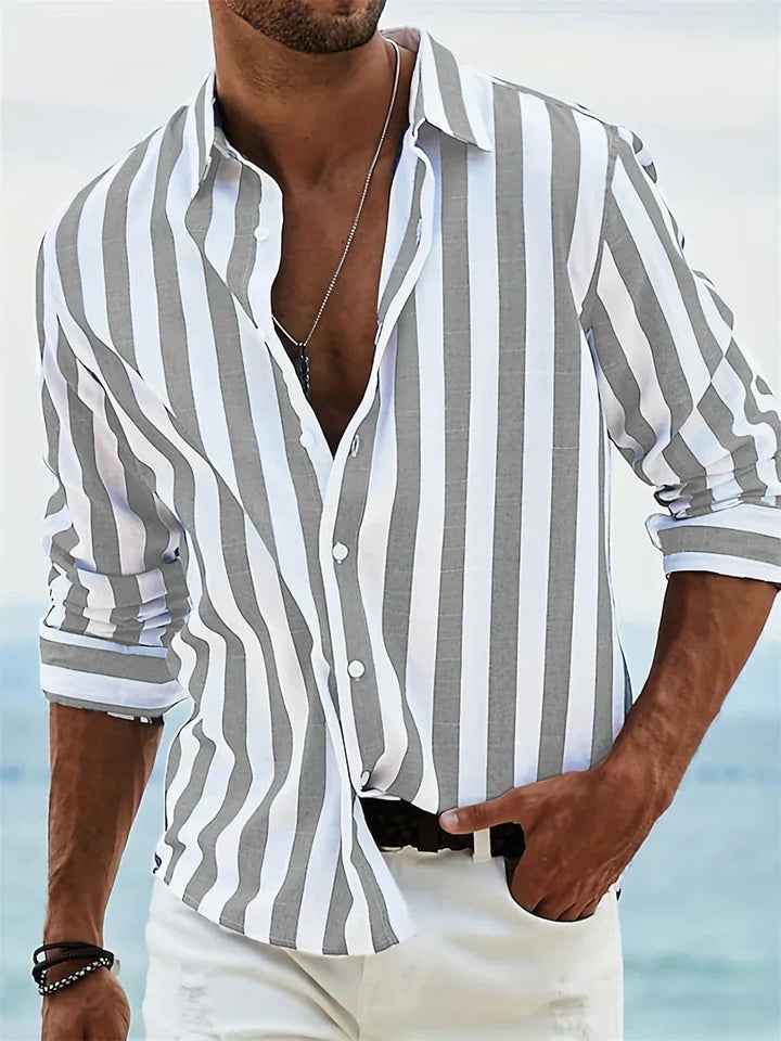 Men Striped Button Down Casual Shirt