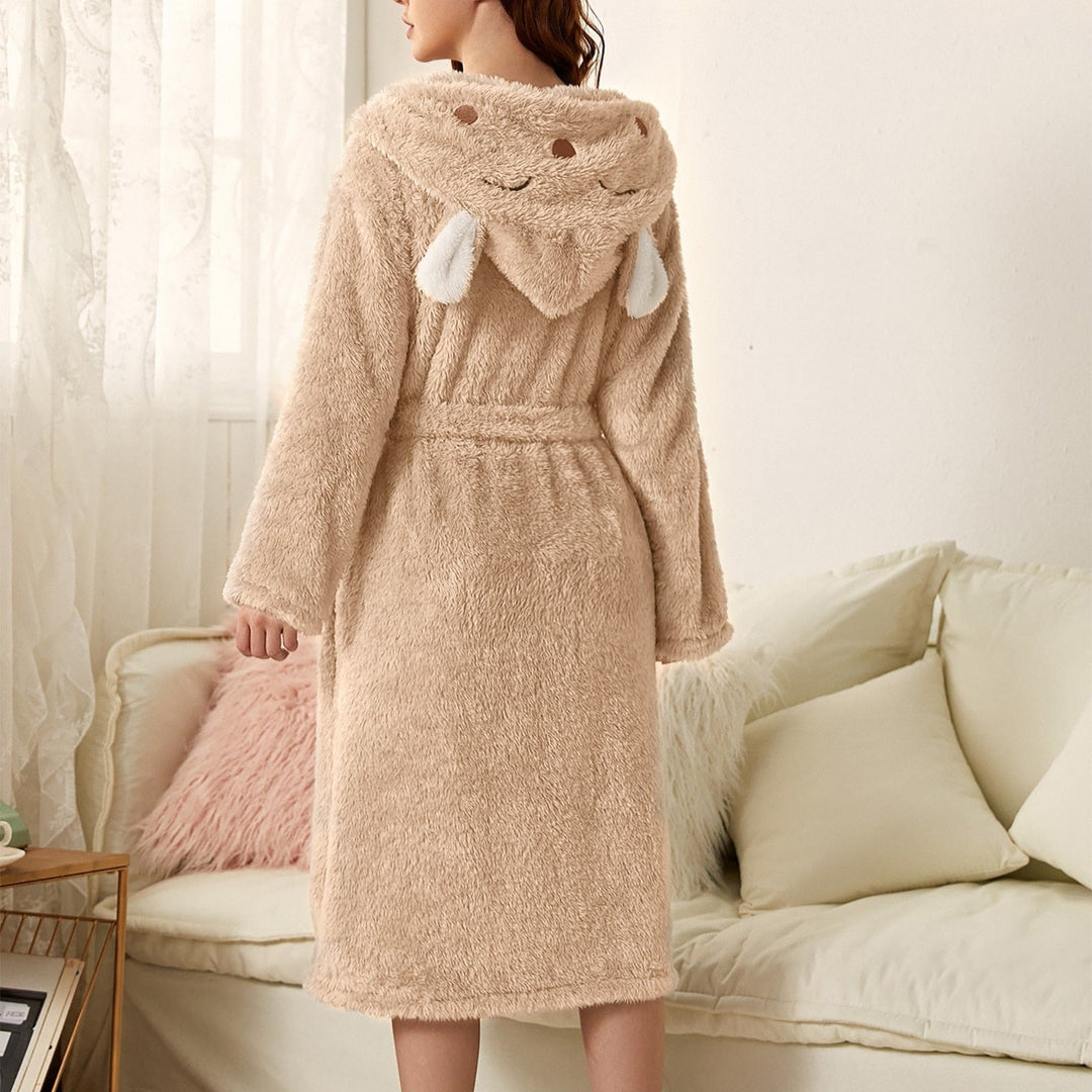 Mune | Casual Autumn Thick Flannel Hooded Bathrobe for Women