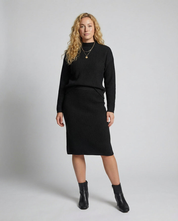 Elegant knit set sweater skirt