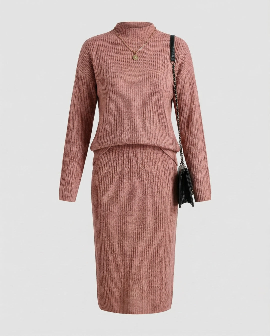 Elegant knit set sweater skirt