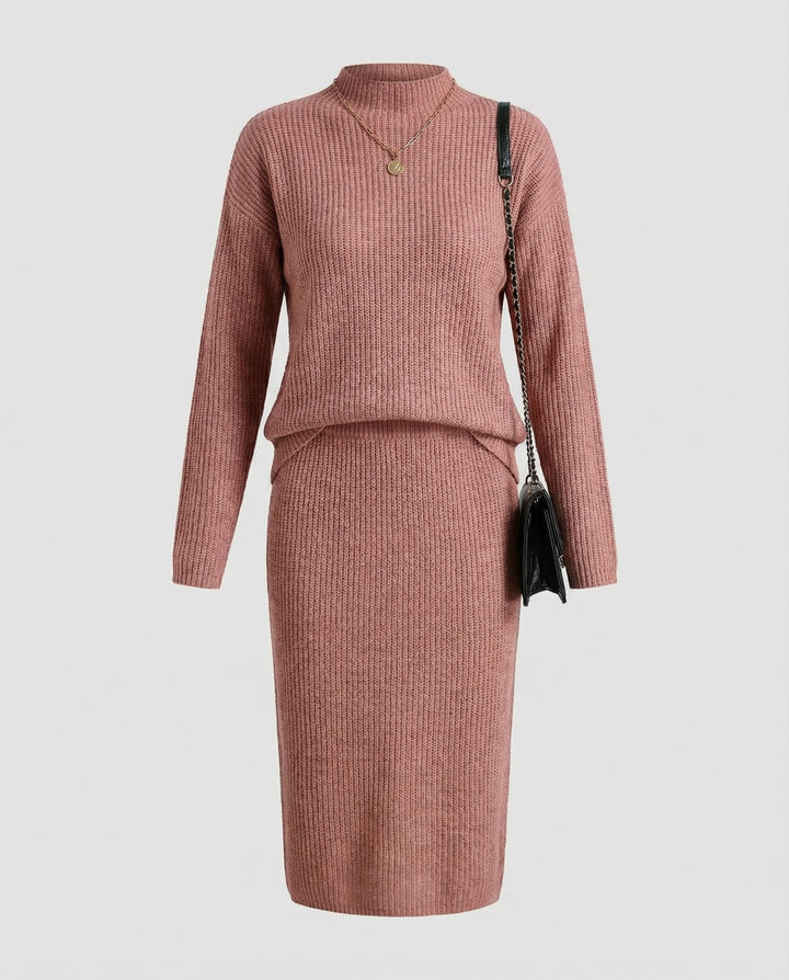 Elegant knit set sweater skirt