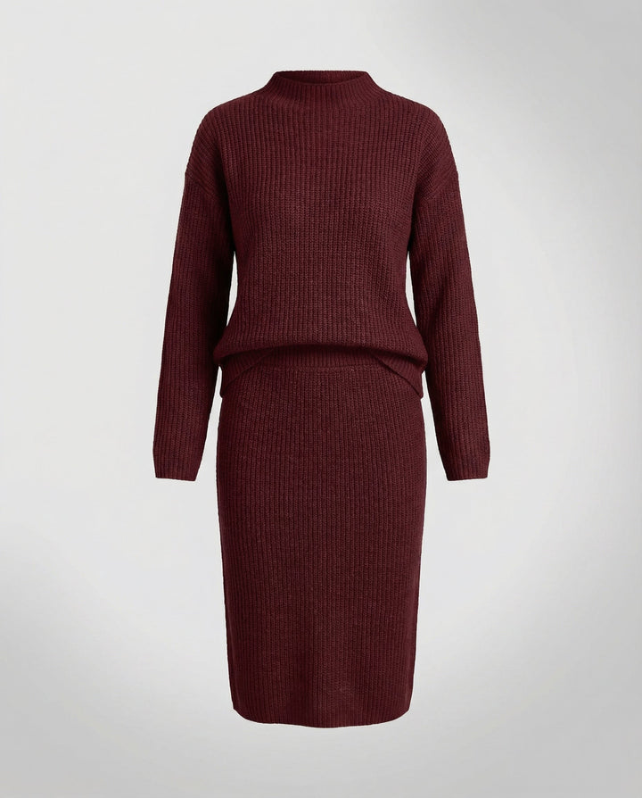 Elegant knit set sweater skirt