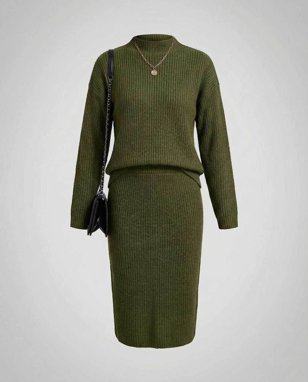 Elegant knit set sweater skirt