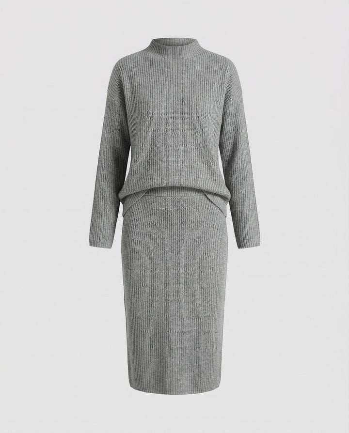 Elegant knit set sweater skirt