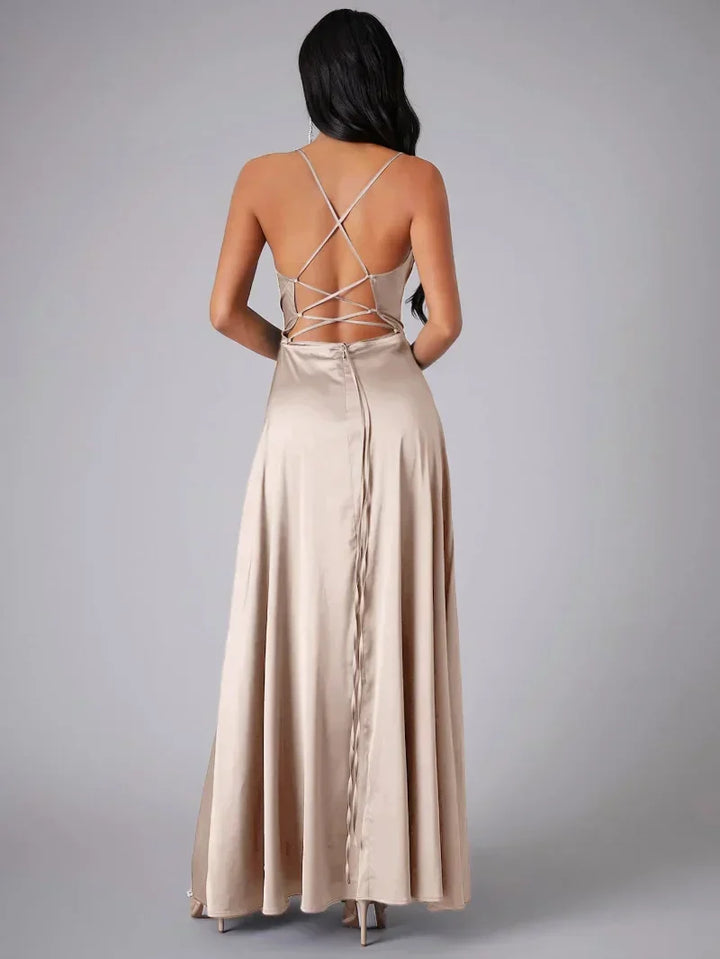 Mune Fashion | Silk Maxi Dress with Braided Back Dress Yourself for Formal Occasions Lucette