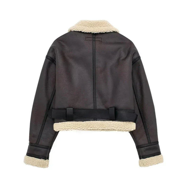 Mune | Sheepskin Jacket - Short Model - Oversized Fit - Warm Wool Lining - Zip Closure