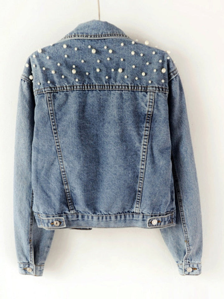 Mune Fashion | Exclusive Lina Denim Jacket Denim Favorite with Stylish Pearl Decoration