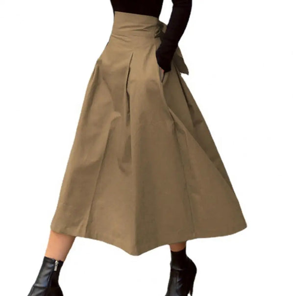 Mune Fashion | Solid Color Midi Skirt Women's Summer Skirt High Waist A-Line Skirt for Women Ankle Length Skirt Faldas Larga
