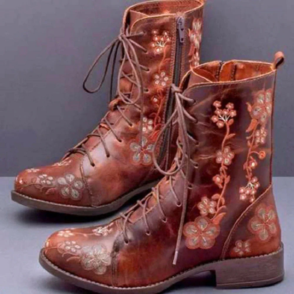 Mune | Retro Boots With Ethno Embroidery
