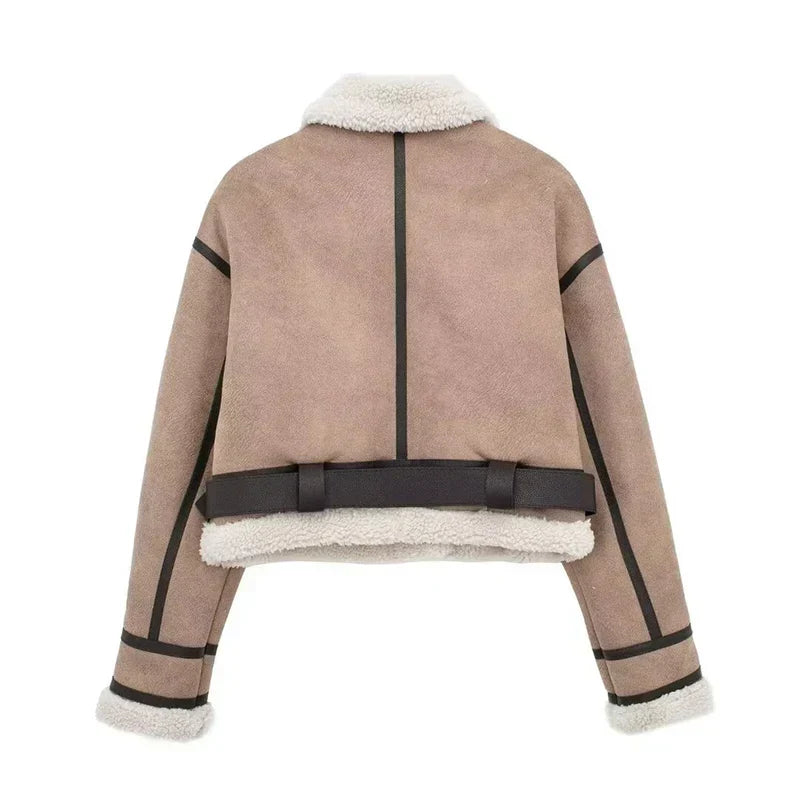 Mune | Sheepskin Jacket - Short Model - Oversized Fit - Warm Wool Lining - Zip Closure