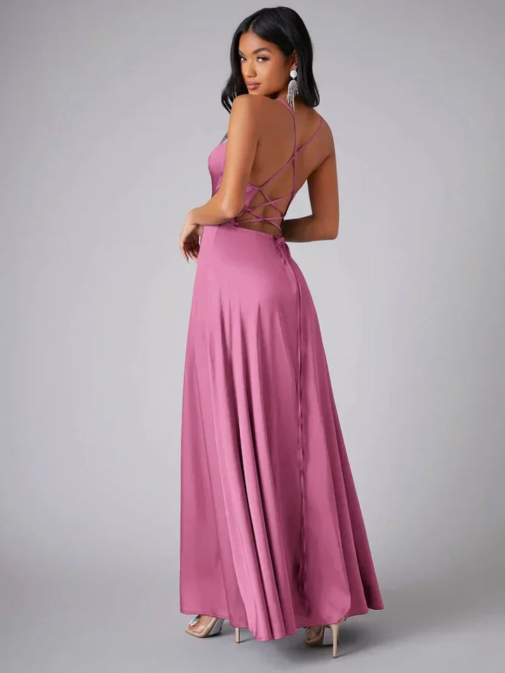 Mune Fashion | Silk Maxi Dress with Braided Back Dress Yourself for Formal Occasions Lucette