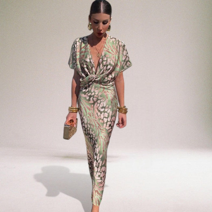 Mune | Elegant Maxi Dress with Unique V-neck for Women