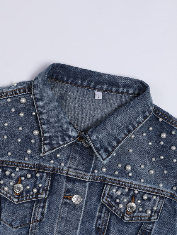 Mune Fashion | Exclusive Lina Denim Jacket Denim Favorite with Stylish Pearl Decoration