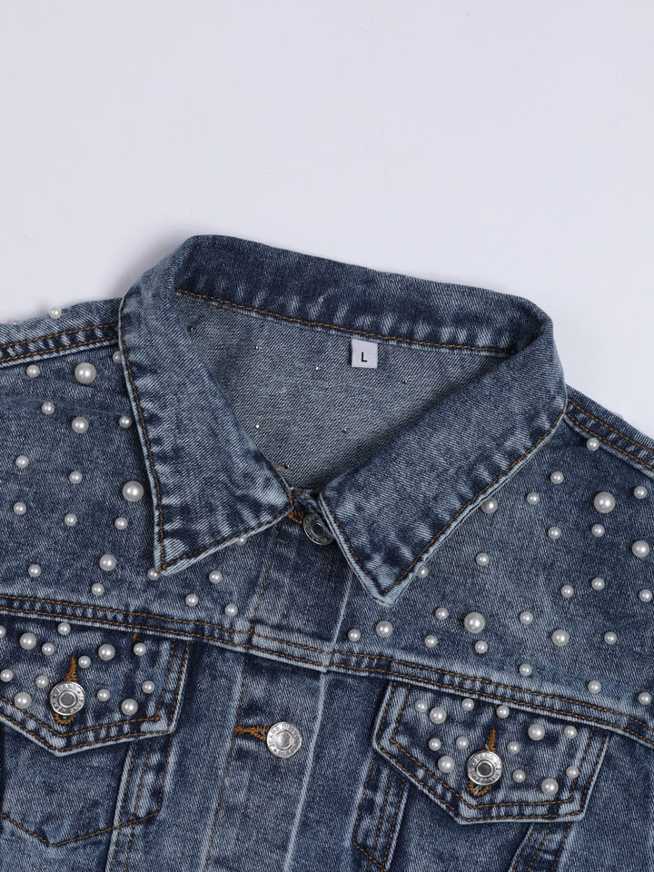 Mune Fashion | Exclusive Lina Denim Jacket Denim Favorite with Stylish Pearl Decoration