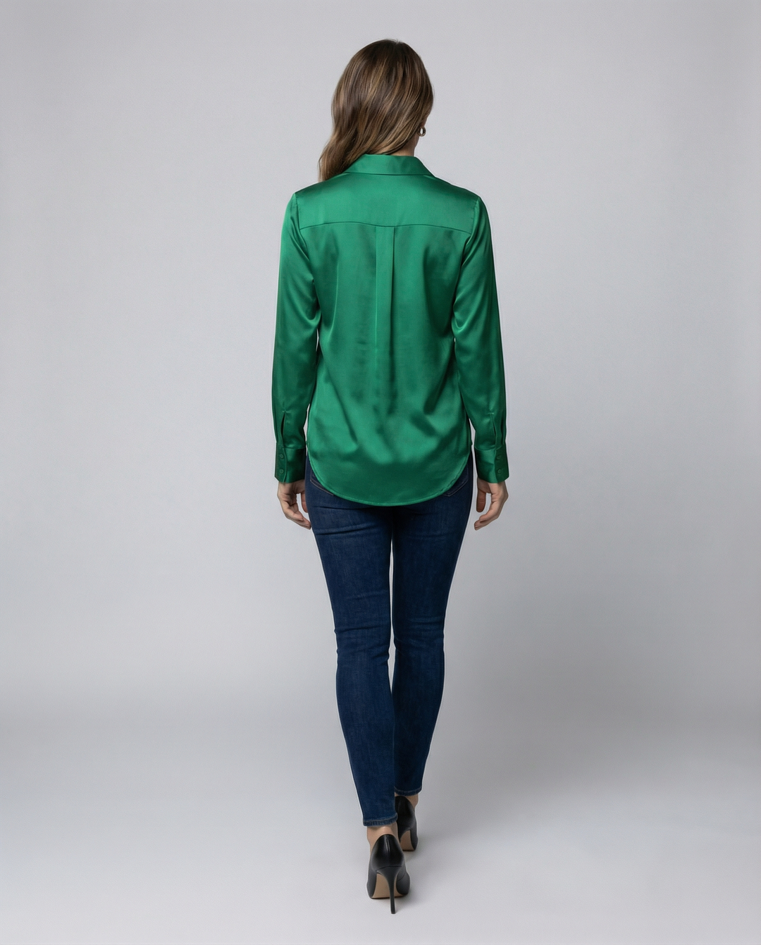 Loose satin blouse women
