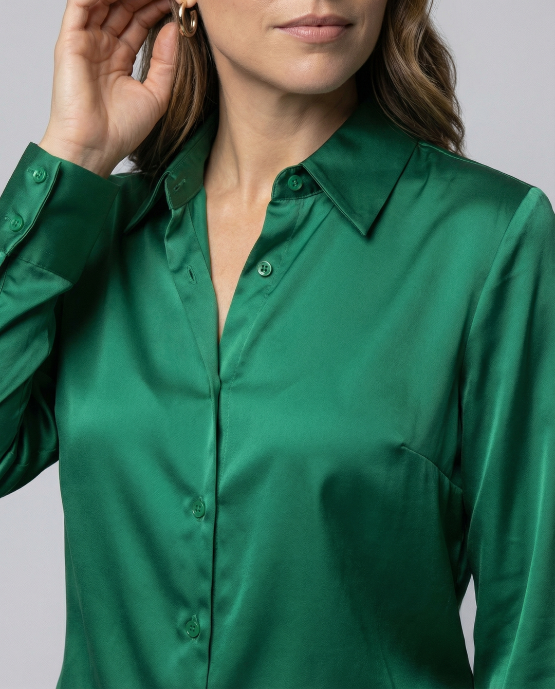 Loose satin blouse women