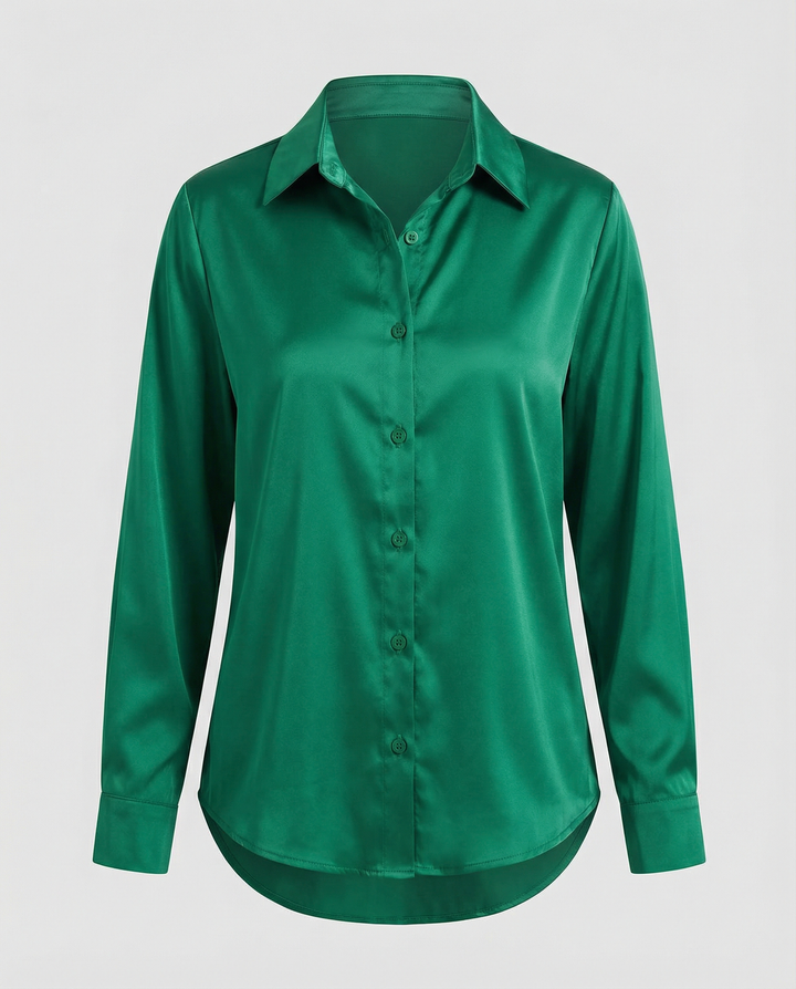 Loose satin blouse women