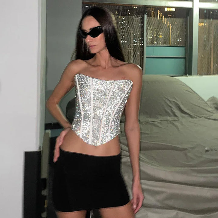 Mune Fashion | Corset Strapless Glitter Top