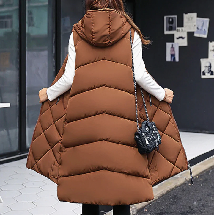 Mune | Long Puffer Style Vest with Hood for Women