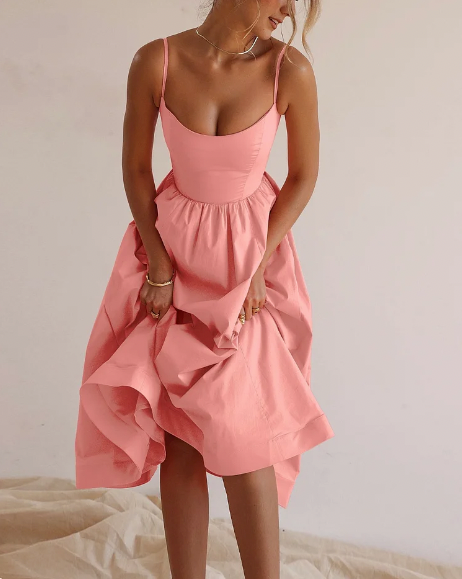 Midi dress with spaghetti straps